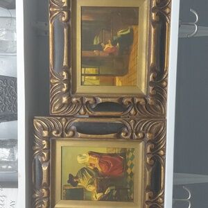 Vintage Pair Of Signed 19th Century Dutch Genre Oil Paintings